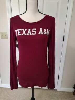 Texas A&M Women's Fitted Long Sleeve T-shirt Aggies On Sleeve XL
